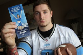 Tyler Boose, 20, is pictured with a ballot for a Bud Light Super Bowl promotion at his home Saturday, Jan. 19, 2012.  Boose won the promotion, which included two tickets to Super Bowl XLVII in New Orleans, but is unable to claim the prize because he is under 21 years of age.  (DAX MELMER / The Windsor Star)