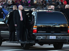 A Secret Service vehicle escorts President Barack Obama and First Lady Michelle Obama's motorcade during the inauguration parade on January 21, 2013 in Washington, DC. (John Moore/Getty Images)