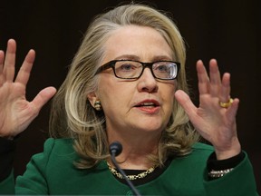 U.S. Secretary of State Hillary Clinton testifies before the Senate Foreign Relations Committee on Capitol Hill January 23, 2013 in Washington, DC. Lawmakers questioned Clinton about the security failures during the September 11 attacks against the U.S. mission in Benghazi, Libya, that led to the death of four Americans, including U.S. Ambassador Christopher Stevens. (Photo by Chip Somodevilla/Getty Images)