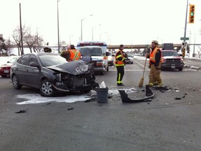 Emergency crews are cleaning up following a collision at Grand Marais Road East and Howard Avenue Wednesday morning.

The collision occurred about 10 a.m., slowing traffic in the area. (Jason Kryk/The Windsor Star)