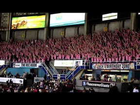 A high school flash mob at the Vancouver Giants hockey game on Jan. 20, 2013. (Screen capture, YouTube)