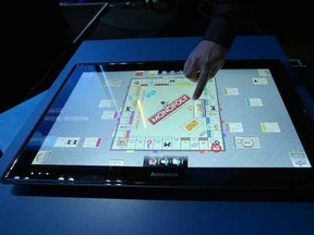 The new Lenovo IdeaCentre Horizon Table PC is demonstrated during an Intel press conference. (Photo by Justin Sullivan/Getty Images)