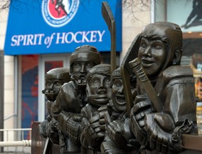A sculpture outside the Hockey Hall of Fame in Toronto on Sunday January 6, 2013. The NHL and NHLPA have reached a tentative agreement allowing for the commencement of play. THE CANADIAN PRESS/Frank Gunn