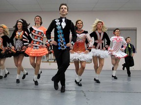 Irish Dancers fZach Bernier, left, Breanna Behring, Breagh MacNeil, Claire Chernowski, David Branton, Nicolette Fraser, Colleen Chernowski, Mary Sheffic and Morgan Fontaine have qualified for the world championships. (JASON KRYK/The Windsor Star)