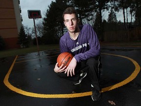 Marko Kovac is shown on Wednesday, Jan. 30, 2013, on the basketball court behind his home where he first learned to play in Windsor, Ont. Kovac is playing high school basketball in the U.S. in hopes of landing a college scholarship.        (TYLER BROWNBRIDGE / The Windsor Star)