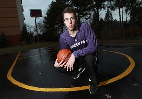 Marko Kovac is shown on Wednesday, Jan. 30, 2013, on the basketball court behind his home where he first learned to play in Windsor, Ont. Kovac is playing high school basketball in the U.S. in hopes of landing a college scholarship.        (TYLER BROWNBRIDGE / The Windsor Star)