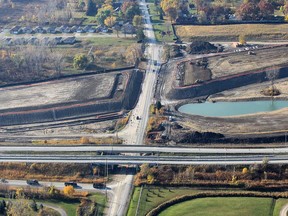 Aerial photo of the Windsor/Essex Parkway project taken Oct. 24, 2012, in Windsor, Ont.  Shown here is E.C. Row at Matchette Road in Windsor. (DAN JANISSE/The Windsor Star)