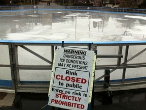 City of Windsor manager of parks Ivan Mantha at Charles Clark outdoor ice skating rink which has been temporarily closed due to warm weather. The rink will re-open when temperatures drop later this week. (NICK BRANCACCIO/The Windsor Star).