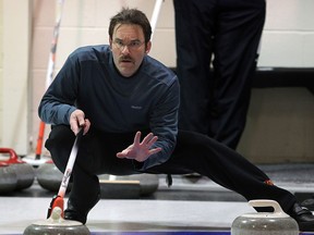 Vice Nick Keren of Roseland Curling Club directs his teammates while competing against Beach Grove in the opening draw of the 2013 President's Cup at Beach Grove Golf and Curling Club. (NICK BRANCACCIO/The Windsor Star).