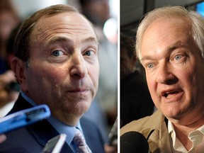 Gary Bettman, left, and Don Fehr agreed on a new NHL contract early Sunday morning. (AP photos)
