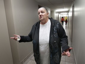 Cathy Nantais, chair of the safety and security committee at 920 Ouellette Manor in Windsor talks about some of the problems in the high-rise apartment building. (DAN JANISSE/The Windsor Star)
