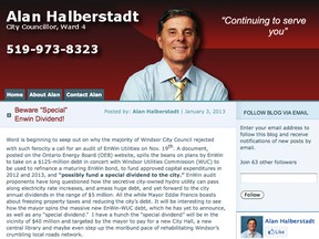 A screen-grab of Alan Halberstadt's online blog page.