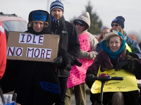 Idle No More activists protest outside of the Ford plant in Oakville, Ont., on  Jan. 4, 2013. The group was also in Leamington Friday.THE CANADIAN PRESS/Matthew Sherwood