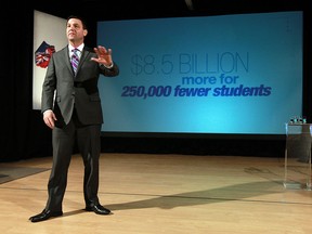 Ontario Progressive Conservative Leader TIm Hudak delivers his When The Money Runs Out presentation at the Canadian Transportation Museum in Essex on  January 17, 2013.