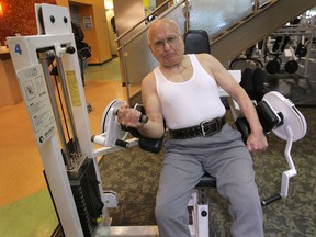 Mark Brown, 82, works out recently at Lifestyle Fitness gym in Windsor. The senior works out regularly to maintain his health. (DAN JANISSE / The Windsor Star)