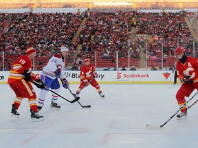 Montreal Canadiens Alumni and Flames Alumni play during the Alumni game at McMahon Stadium for the Heritage Classic in Calgary, Alberta on February 19, 2011. (Leah Hennel, Calgary Herald)