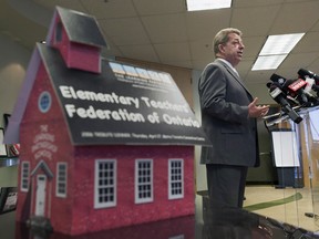 Elementary Teachers Federation of Ontario President Sam Hammond speaks at a news conference in Toronto on Thursday, January 3, 2013. THE CANADIAN PRESS/Frank Gunn