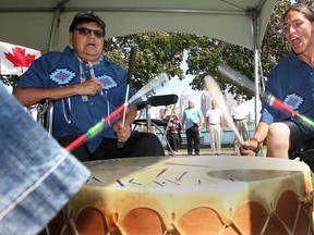 Files: A news conference was held July 21, 2011, to mark the 10th anniversary of the designation of the Detroit River as a Canadian Heritage River. Here drummers with the Walpole Island First Nation perform during the event. (Windsor Star files)