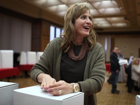 Ontario Liberal leadership canddiate Sandra Pupatello casts her vote at a party delegate election meeting at the Caboto Club in Windsor, Ont. on Jan. 13, 2013. (Dax Melmer / The Windsor Star)