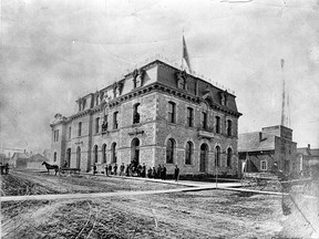 The original downtown Windsor Post Office at the corner of Ouellette Avenue and Pitt Street is pictured in this 1879 file photo. (Files/The Windsor Star)