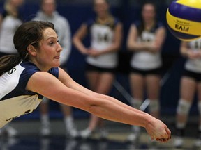 Windsor's Kaila Seguin competes against the Royal Military College of Canada during OUA women's volleyball action at the St. Denis Centre, Saturday, January 19, 2013. The Lancers won 3-1 (23-25, 25-23, 25-11, 27-25). (DAX MELMER/The Windsor Star)