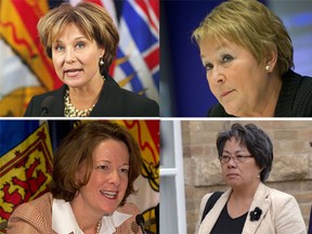 Canadian premiers: Christy Clark, left, Pauline Marois, Alison Redford, bottom left, and Eva Aariak. (Photos: Postmedia News, Canadian Press, Bloomberg)