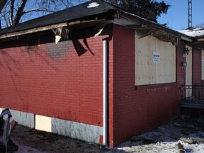 A burnt out home at 1437 Redwood Ave. is pictured after an early morning fire, Saturday, Feb 9, 2013.  (DAX MELMER/The Windsor Star)