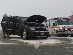 An accident shortly after noon Saturday sent one person to hospital with non life-threatening injuries. (Jason Kryk/The Windsor Star)