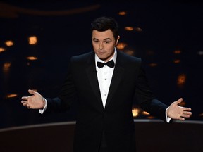 Host Seth MacFarlane speaks onstage during the Oscars held at the Dolby Theatre on February 24, 2013 in Hollywood, California.  (Photo by Kevin Winter/Getty Images)