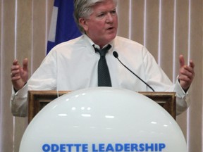 Former Leafs GM Brian Burke speaks Friday at the Odette Leadership Symposium in Windsor.  (DAN JANISSE/The Windsor Star)