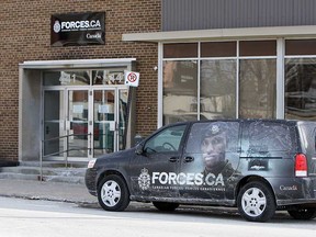 A Canadian Forces van is seen in front of the recruiting office in Windsor on Thursday, February 21, 2013. The office has been closed.            (TYLER BROWNBRIDGE / The Windsor Star)