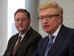 Windsor lawyer Greg Monforton, right, and U.S. attorney Robert Darling are hoping for public input, witnesses to the fatal I-75 crash, at a press conference February 28, 2013. (NICK BRANCACCIO/The Windsor Star)