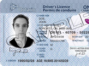 An Ontario driver's licence is seen in this handout photo.