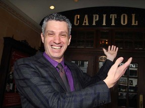 Robert Franz does his John Morris Russell impersonation after being introduced as conductor of WSO by Kate McCrone, chair of the search committee, at Capitol Theatre in Windsor, Ont., February 26, 2013. (NICK BRANCACCIO/The Windsor Star)