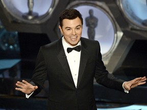 Host Seth MacFarlane speaks onstage during the Oscars held at the Dolby Theatre on February 24, 2013 in Hollywood, California. (Photo by Kevin Winter/Getty Images)