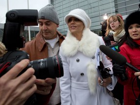 Yasmin Nakhuda, who once owned the famed Ikea Monkey 'Darwin', leaves court in Oshawa, Ontario, January 31, 2013. (Tyler Anderson/National Post)