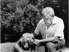 In this file photo, Eugene Whelan and his dog Tess are pictured June 25, 1986. Former Liberal Essex MP and senator Eugene Whelan, who turned 88 last year, died Tuesday, Feb. 19, 2013, at his home in Amherstburg, Ont., from complications following a stroke last summer. (Windsor Star files)