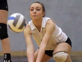 Villanova's Jenna Bezaire returns a shot against St. Joseph in Lasalle. (DAN JANISSE/The Windsor Star)