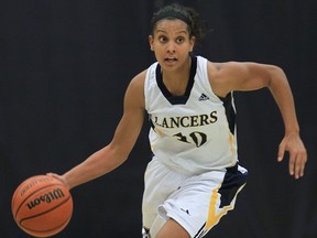 University of Windsor's Miah-Marie Langlois runs up the court in a game at the St. Denis Centre in 2012. (DAN JANISSE/The Windsor Star)