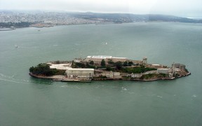 Escape from Alcatraz triathlon begins on the island of the infamous prison located in San Francisco Bay. 
(HELENE LABRIET-GROSS / AFP / Getty Images)