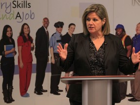 Ontario NDP leader Andrea Horwath speaks at the Unemployed Health Centre in Windsor on Feb. 12, 2013. (Jason Kryk / The Windsor Star)