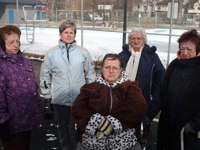 Members of the Friends of Atkinson, from left, Jo-Anne Ouellette, Jane Sparrow, Lyn Burns, Marilyn Woodison, and Gail Clark, are pictured outside the pool at Atkinson Park, Monday, February 18, 2013.  (DAX MELMER/The Windsor Star)