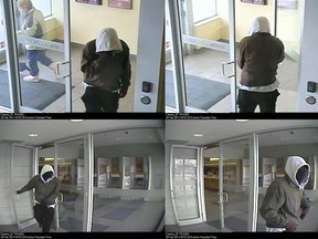 Surveillance camera images of the man who robbed the CIBC branch on Malden Road on Feb. 28, 2013. (Handout / The Windsor Star)