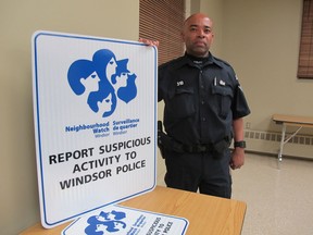 Windsor Police Const. Neil McEachrane held a talk to Walkerville residents on Feb. 27, 2013, about starting a Neighbourhood Watch program to deter crime. (Monica Wolfson/The Windsor Star)