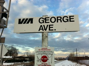 The railroad crossing at George Avenue in Windsor is pictured on Feb. 18, 2013. (NICK BRANCACCIO/The Windsor Star)