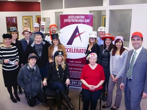 Accelerator tenants and friends pose for the annual Hats On for Healthcare fundraiser. (Special to The Star)