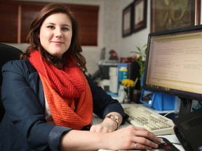 Ashley Novak, 25, an electrical engineering graduate who works for CAMufacturing Solutions, is pictured at the company's home office in LaSalle on Jan. 28, 2013.  (DAX MELMER/The Windsor Star)