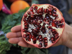 Pomegranates are rich in heart-healthy flavanoids, vitamins, fibre, and low in calories. Available all year round fresh or frozen. (JASON KRYK /  The Windsor Star)