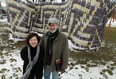 Windsor artists Phil McLeod (R) and Lorraine Steele (L) with their War of 1812 Peace Wampum Belt. Photographed Feb. 26, 2012. (Tyler Brownbridge / The Windsor Star)