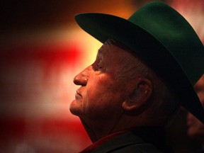 Eugene Whelan, sporting his distinctive green Stetson, is seen in this file photo. He died Tuesday from complications following a stroke. (Tyler Brownbridge/The Windsor Star)